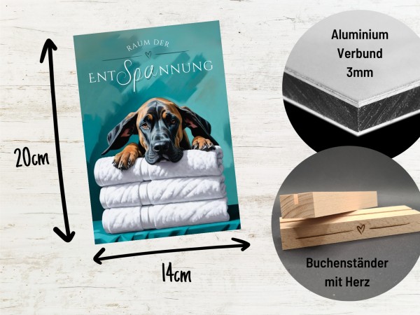 Hundeschild Deko Badezimmer Wellness Dogge deutsche Schild Spruch