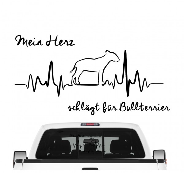 Bullterrier Bully Bull Terrier Gladiator Dog Hundeaufkleber Herz AUTOAUFKLEBER Hunde HEARTBEAT EKG by SIVIWONDER