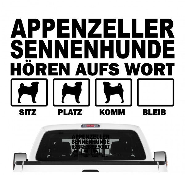 Appenzeller Sennenhund Sennen Hund Schweiz Dog Hört aufs Wort Hunde Aufkleber Sticker Autoaufkleber