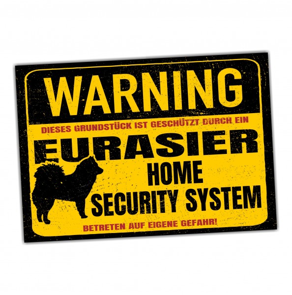 Eurasier Eurasian Spitz Dog Schild Warning Security System Türschild Hundeschild Warnschild