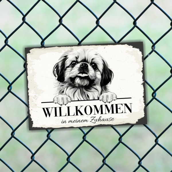Hundeschild Willkommen Zuhause Pekinese Pekingese Schild Achtung Spruch
