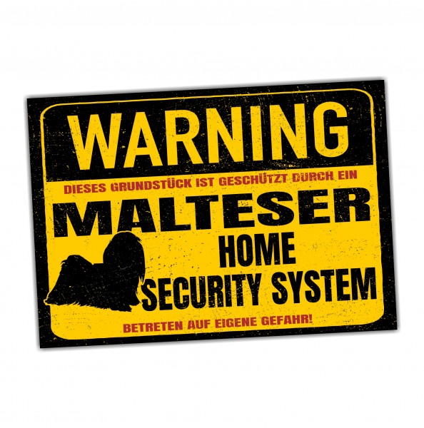 Malteser Türschild Warning Security System Warnschild Hund Schilder Hundeschild