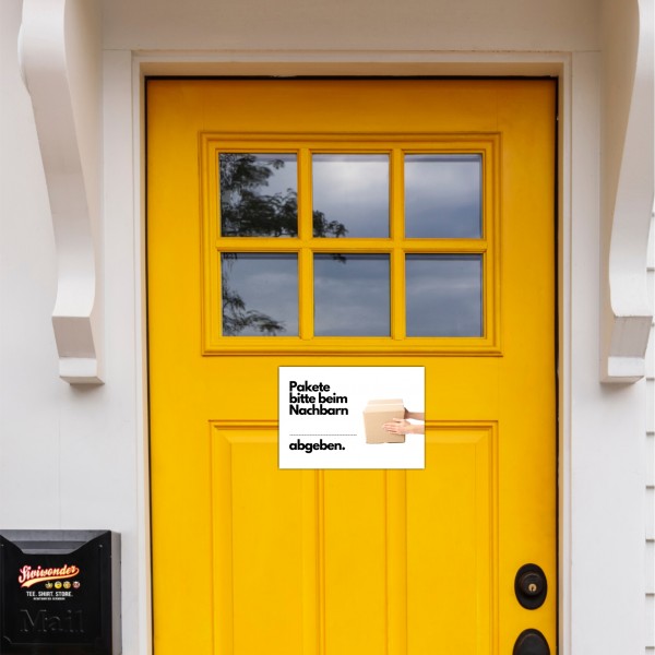 Pakete bitte beim Nachbarn .......... abgeben Schild Versand - Abstellgenehmigung - Ablageort - GarageSpruch Türschild Warnschild Metallschild Ocean Sea