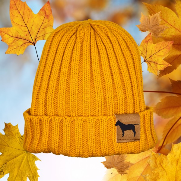 Strickmütze "Bullterrier" Beanie Mütze Urban Witzig Spruch Warm Winter Herbst Farben