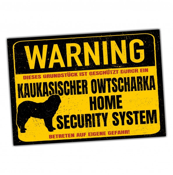Kaukasischer Owtscharka Schild Warning Security System Türschild Hundeschild Warnschild Hund