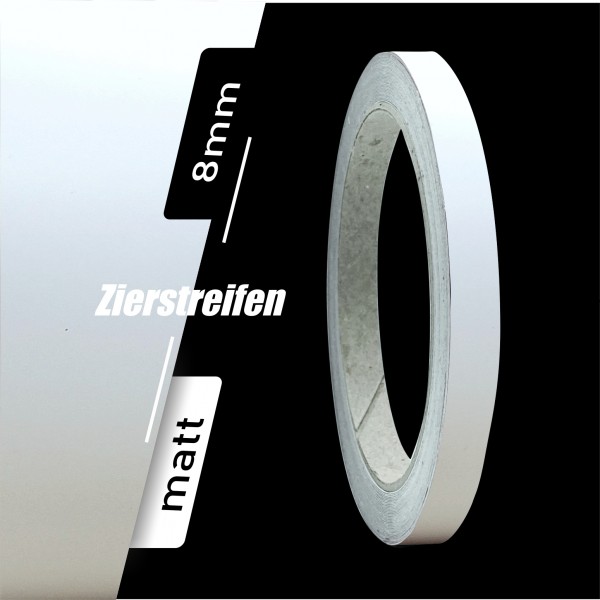Zierstreifen Matt weiß white 8mm in in 10 m Länge für Auto Boot Klebeband Dekorstreifen Tuningstreifen Autofolie Siviwonder