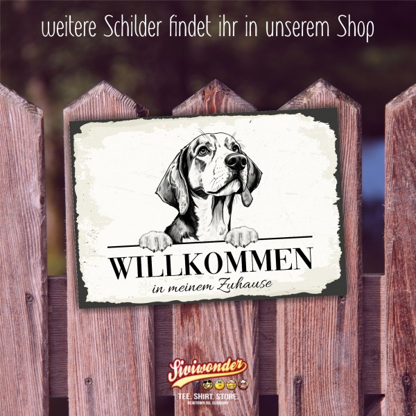 Hundeschild Willkommen Zuhause Beagle Schild Achtung Zaun Frau Spruch Türschild Hundeschild Warnschild Design by Siviwonder
