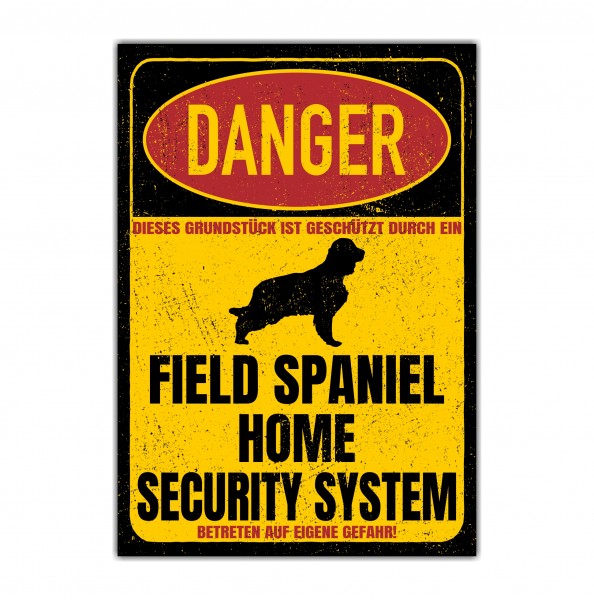 Field Spaniel Dog Türschild Danger Security System Warnschild Hund Schilder Hundeschild happy Design by Siviwonder