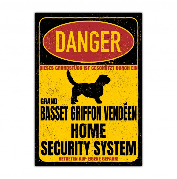 Grand Basset Griffon Vendéen Dog Türschild Danger Security System Warnschild Hund Schilder Hundeschild happy Design by Siviwonder