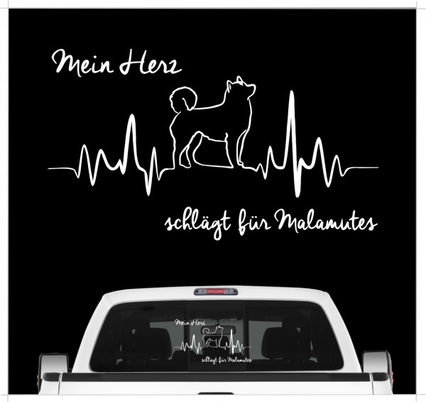 Alaskan Malamute Mally Mal Dog Hundeaufkleber Herz AUTOAUFKLEBER Hunde HEARTBEAT EKG by SIVIWONDER