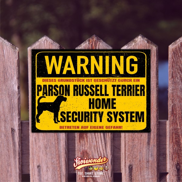 Parson Russell Terrier Türschild Warning Security System Warnschild Hund Schilder Hundeschild