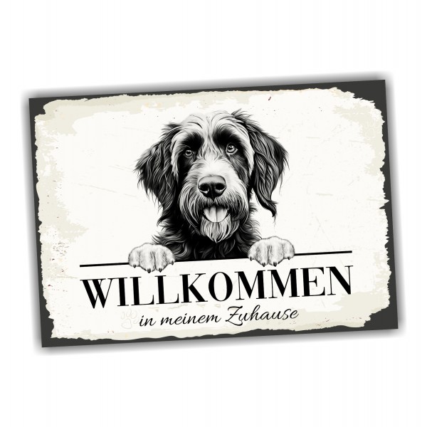 Hundeschild Willkommen Zuhause Deutsch Drahthaar Schild Achtung Spruch