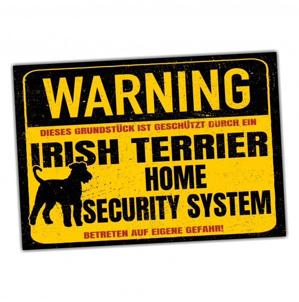 Irish Terrier Schild Warning Security System Türschild Hundeschild Warnschild Schild Hund Warnung