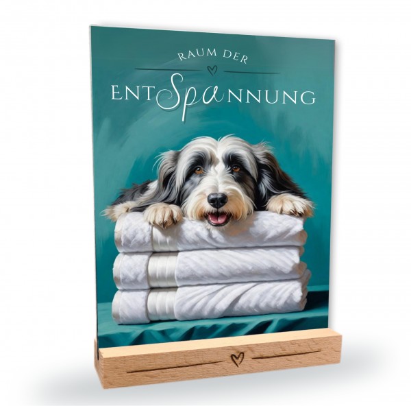 Hundeschild Deko Badezimmer Wellness Bearded Collie Beardie Schild Spruch
