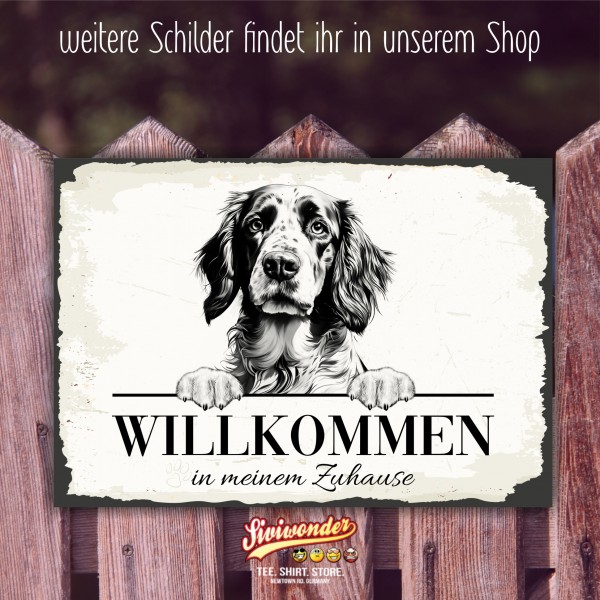 Hundeschild Willkommen Zuhause English Setter Schild Achtung Spruch