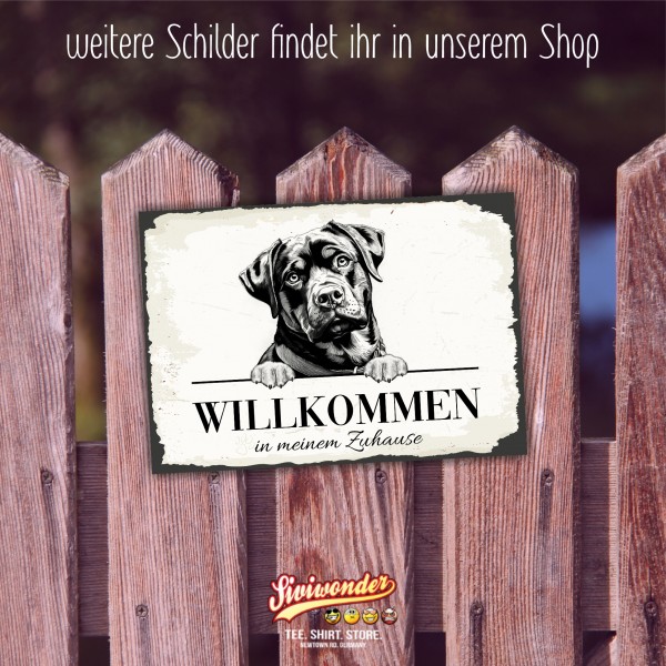 Hundeschild Willkommen Zuhause Rottweiler Rottie Schild Achtung Spruch