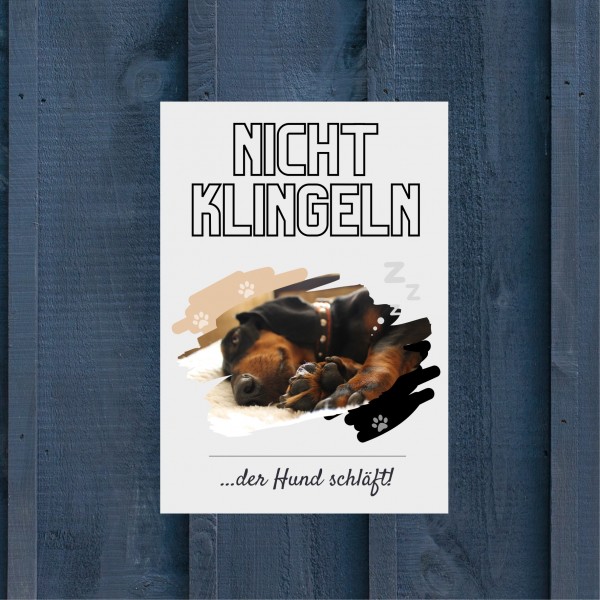 Dackel nicht klingeln schlafen Schild Dog Hund Magazin Spruch Türschild Hundeschild