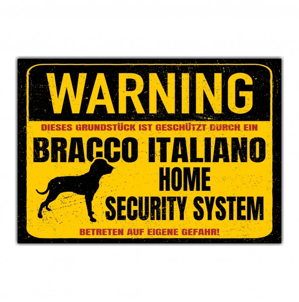 Bracco Italiano Dog Schild Warning Security System Türschild Hundeschild Warnschild