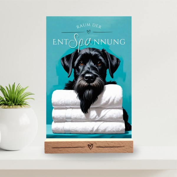Hundeschild Deko Badezimmer Wellness Riesenschnauzer Schnauzer Schild Spruch