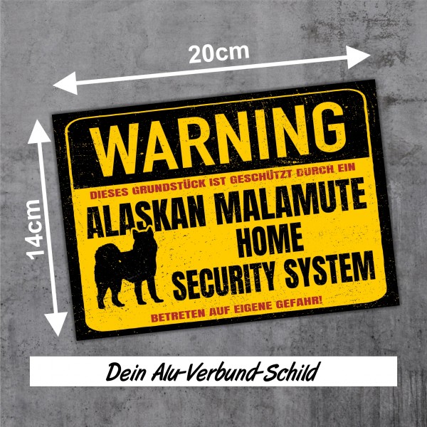 Alaskan Malamute Mally Dog Türschild Warning Security System Warnschild Hund Schilder Hundeschild happy Design by Siviwonder