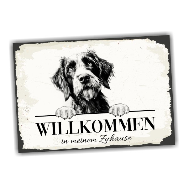 Hundeschild Willkommen Zuhause Deutsch Drahthaar Schild Achtung Spruch