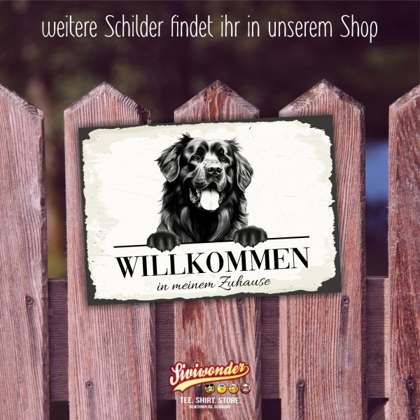 Hundeschild Willkommen Zuhause Neufundländer NeufiSchild Achtung Spruch