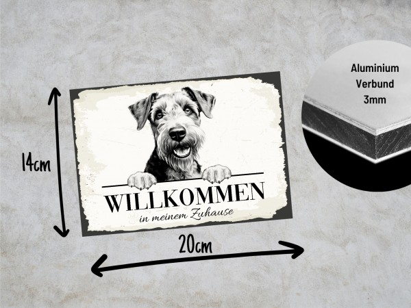 Hundeschild Willkommen Zuhause Airedale Terrier Schild Achtung Spruch