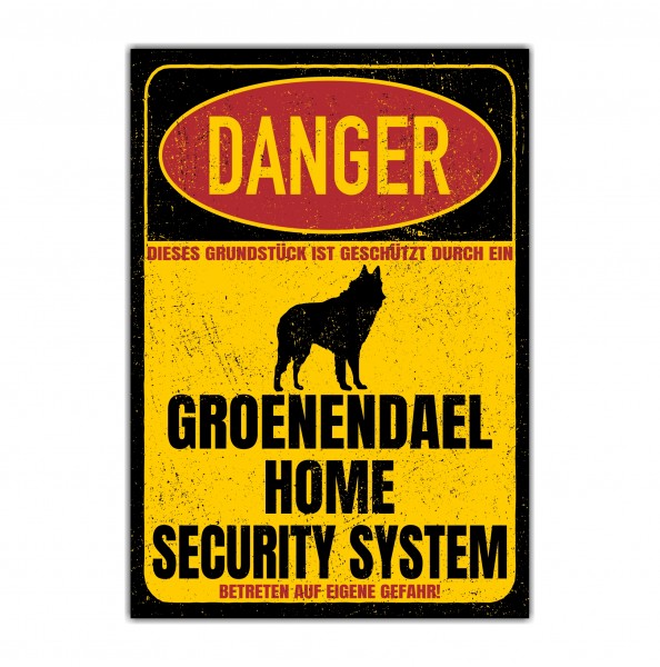 Groenendael Belgischer Schäferhund Berger Belge Sheepdog Dog Türschild Danger Security System Warnschild Hund Schilder Hundeschild happy Design by Siviwonder