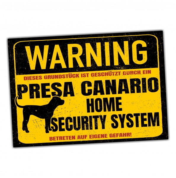 Schild Presa Canario Warning Security System Türschild Hundeschild Warnschild Hund Achtung