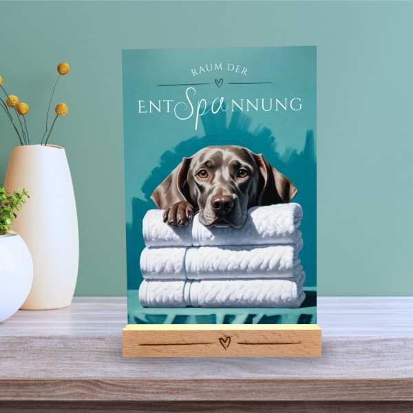 Hundeschild Deko Badezimmer Wellness Weimaraner Weim Schild Spruch