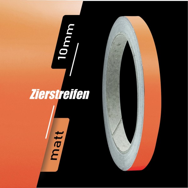 Zierstreifen Matt pastell orange hell 10mm in in 10 m Länge für Auto Boot Klebeband Dekorstreifen Tuningstreifen Autofolie Siviwonder