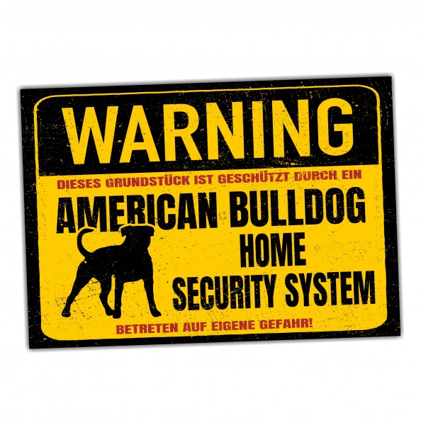 American Bulldog USA Dog Türschild Warning Security System Warnschild Hund Schilder Hundeschild happy Design by Siviwonder