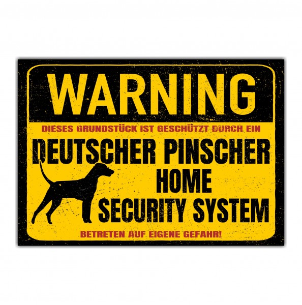 Deutscher Pinscher Dog Schild Warning Security System Türschild Hundeschild Warnschild