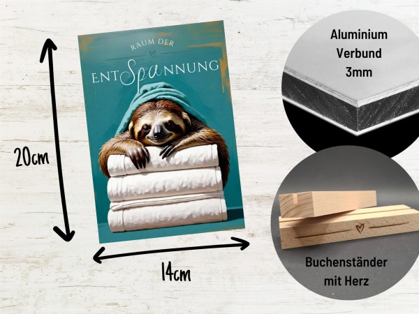 Faultier Schild Wellness Handtuch Entspannung Schild Spruch