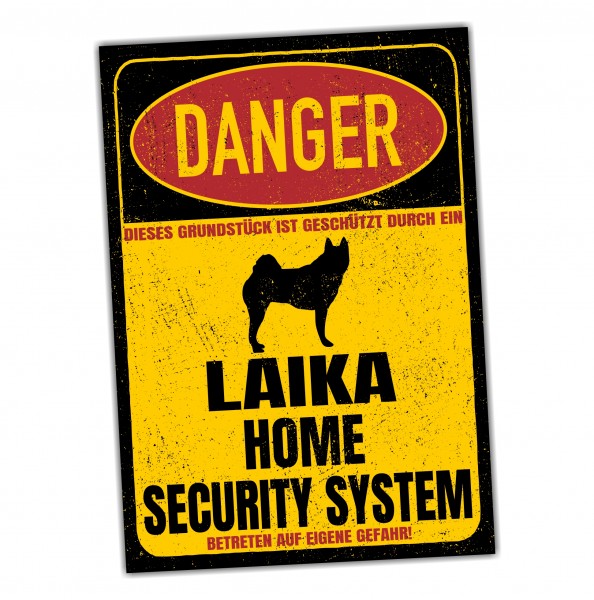 Laika Russland Spitze Sputnik Laiki Dog Türschild Danger Security System Warnschild Hund Schilder Hundeschild