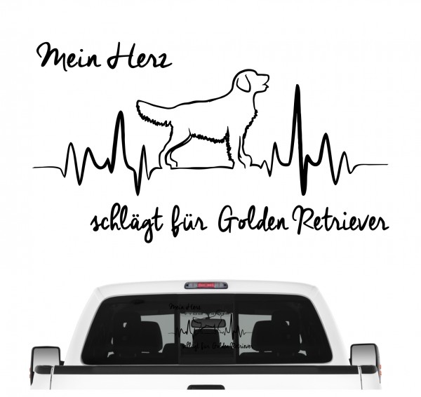 Golden Retriever Goldie Dog Hundeaufkleber Herz AUTOAUFKLEBER Hunde HEARTBEAT EKG by SIVIWONDER