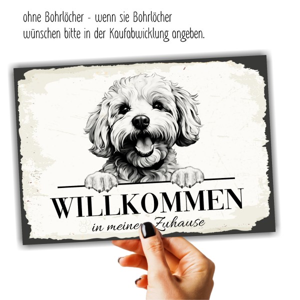 Hundeschild Willkommen Zuhause Bichon Frise Schild Achtung