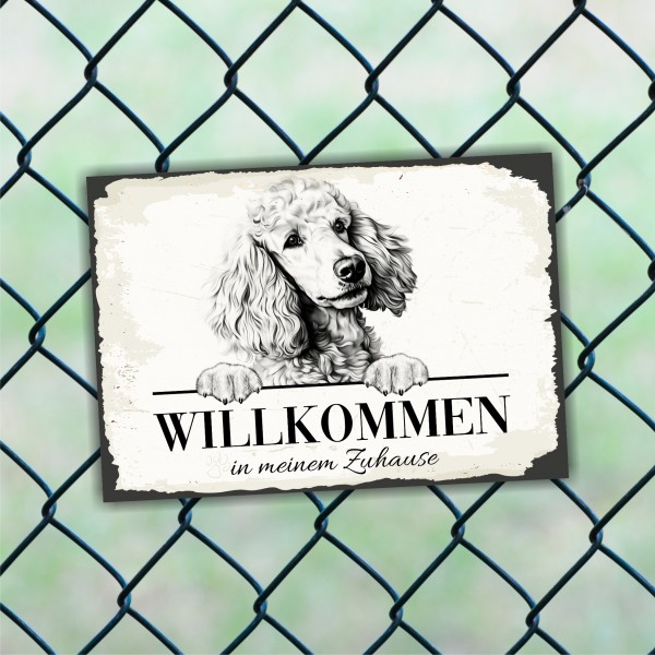Hundeschild Willkommen Zuhause Pudel Schild Achtung Spruch