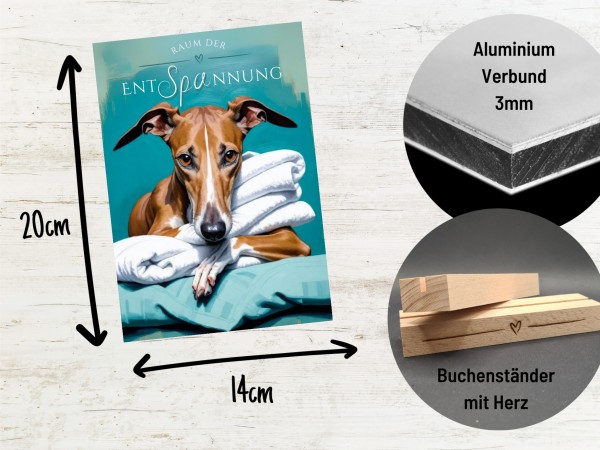Hundeschild Deko Badezimmer Wellness Whippet Schild Spruch