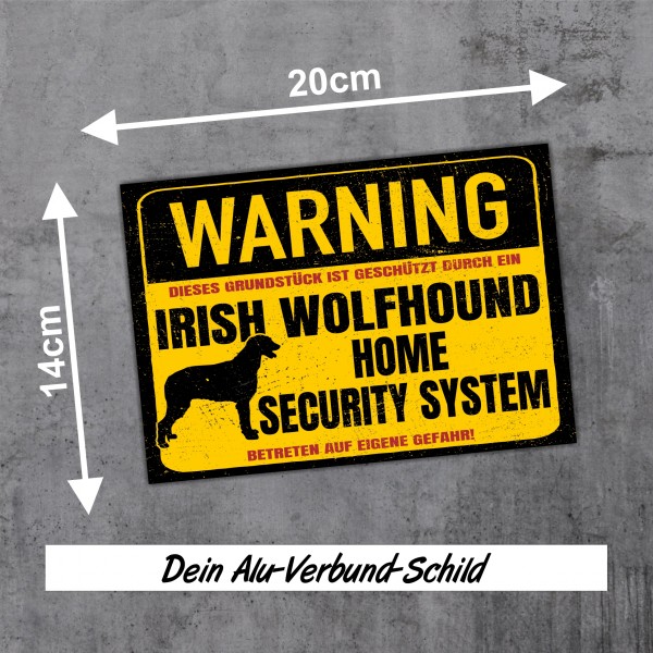 Irish Wolfhound Schild Warning Security System Türschild Hundeschild Warnschild Schild Hund Warnung