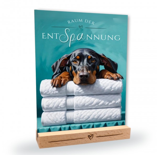 Hundeschild Deko Badezimmer Wellness Dobermann Dobi Schild Spruch