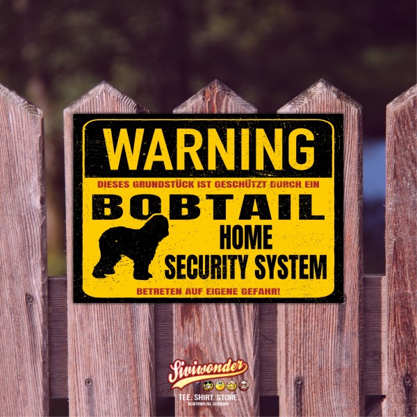 Bobtail Old English Sheepdog Dog Schild Warning Security System Türschild Hundeschild Warnschild