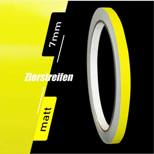 Zierstreifen Matt schwefelgelb gelb 7mm in in 10 m Länge für Auto Boot Klebeband Dekorstreifen Tuningstreifen Autofolie Siviwonder