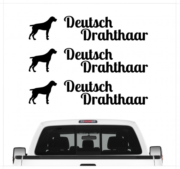 Deutsch Drahthaar DD Deutscher Drahthaar Deutscher Drahthaariger Vorstehhund Dog 3er Set AUTOAUFKLEBER Aufkleber Hunde Hundemotiv by SIVIWONDER