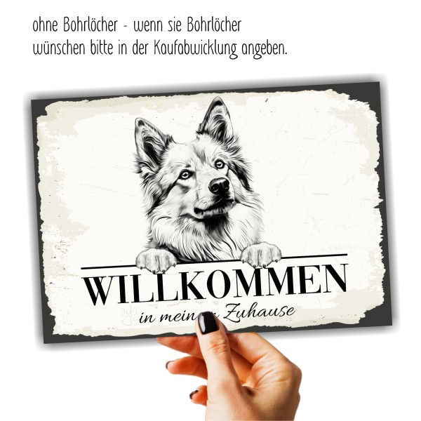 Hundeschild Willkommen Zuhause Islandhund Spitz Schild