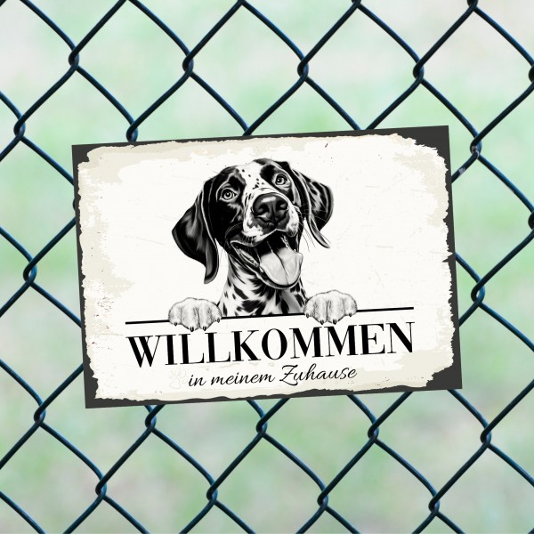 Hundeschild Willkommen Zuhause Deutsch Kurzhaar Schild Achtung Spruch