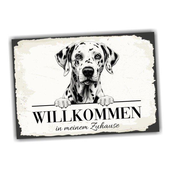 Hundeschild Willkommen Zuhause Dalmatiner Schild Achtung