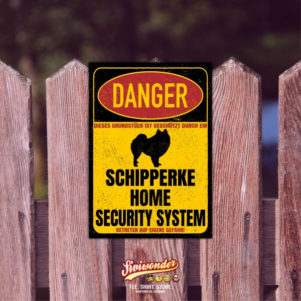 Schipperke Türschild Danger Security System Warnschild Hund Schilder Hundeschild