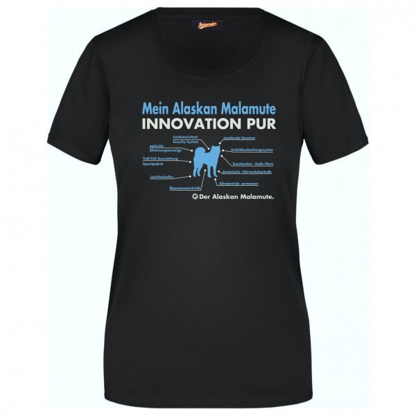 Alaskan Malamute Damen T-Shirt Innovation Hundemotiv Mally Mal Dog Schwarz
