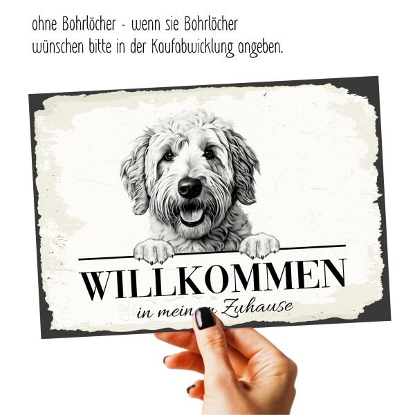 Hundeschild Willkommen Zuhause Goldendoodle Doodle Schild Achtung Spruch Türschild
